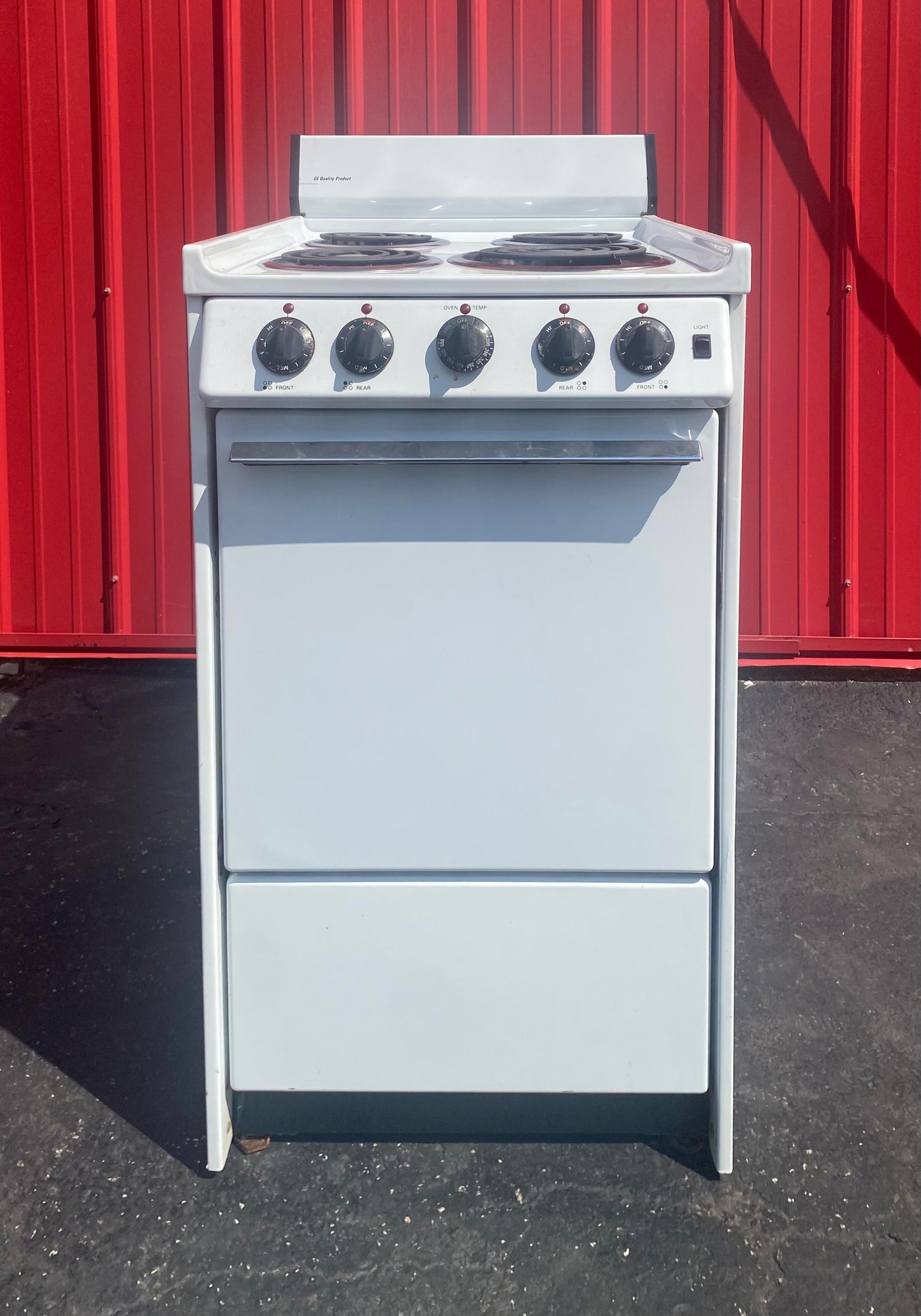 White Apartment Size Electric Stove No Window
